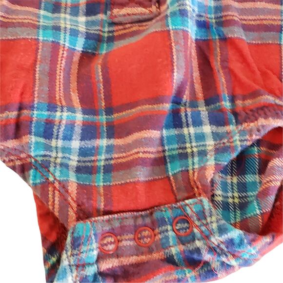 2 FOR $5 SALE Boy's 24 Month Red And Blue  Plaid Flannel Onesie - Picture 4 of 7